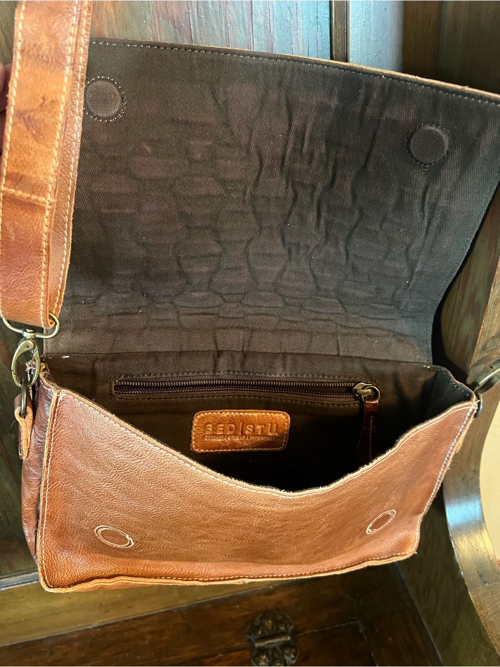 BED I STU Leather Crossbody Bag - Brown - Picture 3 of 3